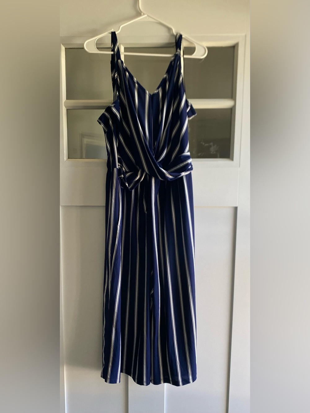 Navy Striped Sleeveless Romper